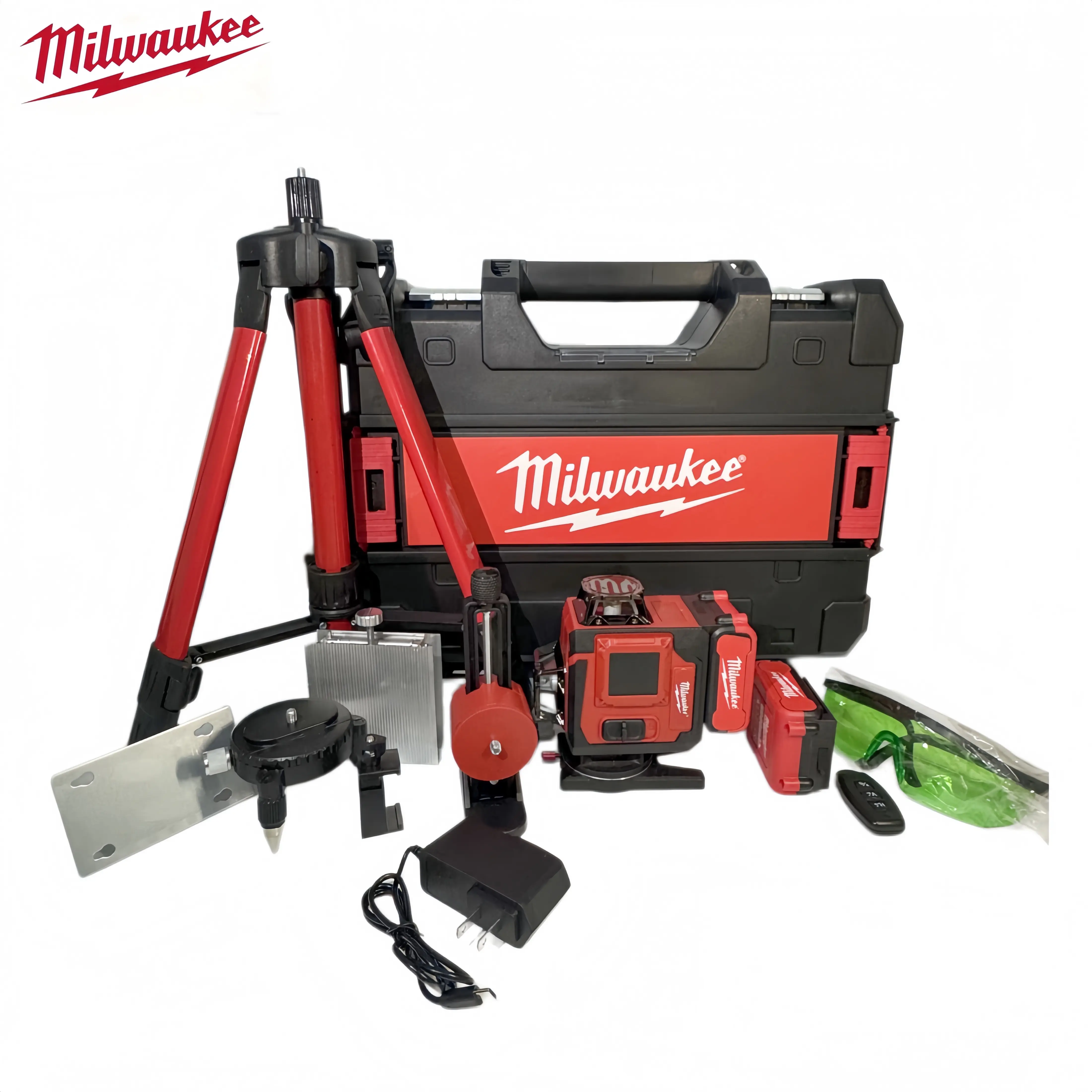 Milwaukee 4D 360° Self-Leveling 16-Line Green Laser Level Kit with Tripod, Carrying  & Charger - IP54 High Protection for Construction & Tile Installation, Tool Kit for Hand Tools, Impact Torque, Rotary Hammer Wrench, storage hard case drill
