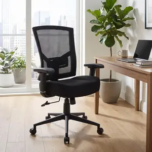 Heavy Duty Ergonomic Chair, Dual Adjustable Lumbar Support, Wide Thick Cushion, Breathable Mesh Back, Smooth Silent Casters, High Backrest, Sturdy Frame for Long Hour Use