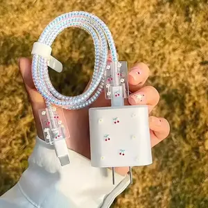 Charger Protector Case with Silicone Strap, Charging Cable Organizer, iPhone Accessories, Protects Charger & Data Cables, Durable, Protection, Cellphone Accessories