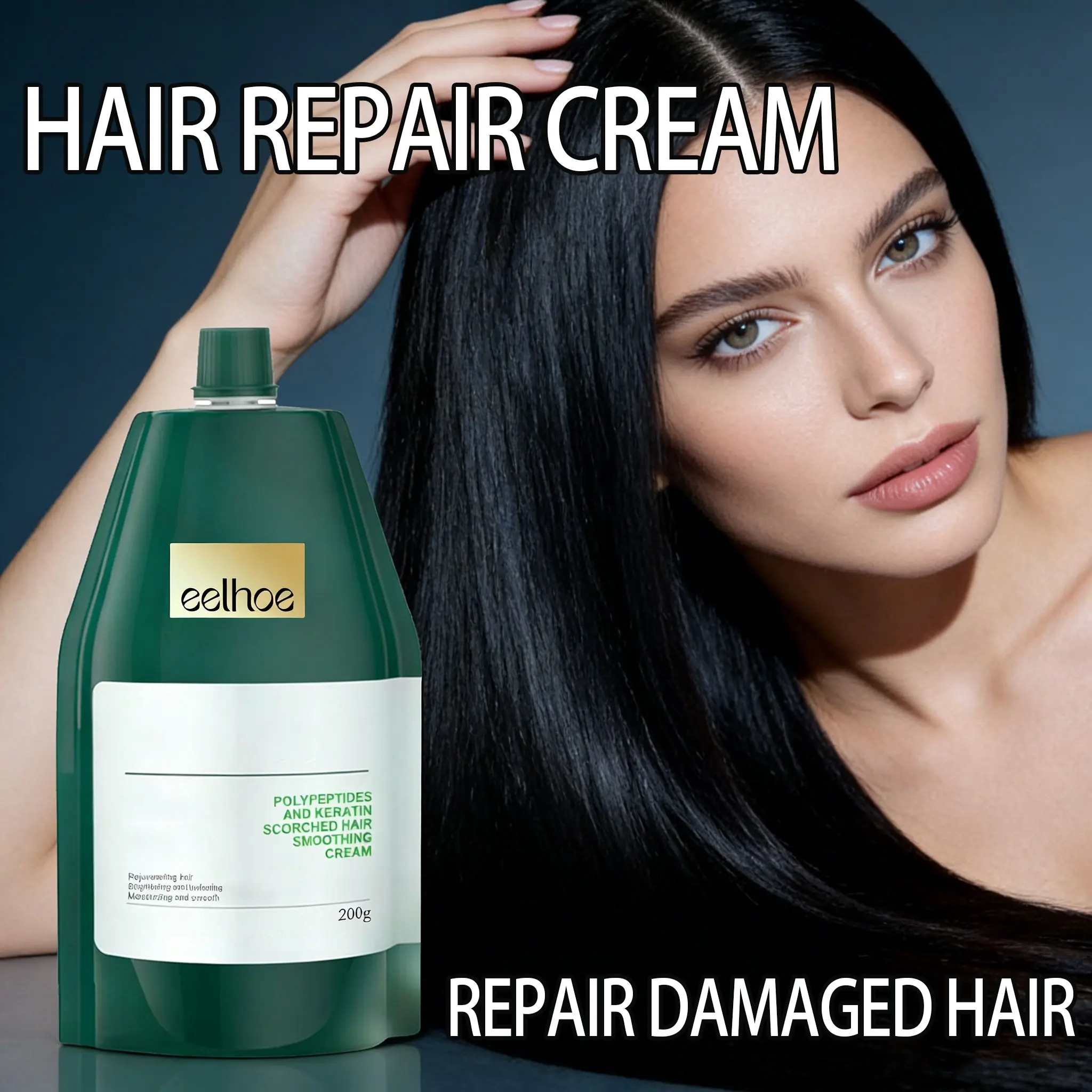 Smooth Hydrating Moisturizing Hair Repair Cream, Flattens Frizzed Split Ends, Repairs Damaged Hair, Smooths and Strengthens, Suitable for Daily Hair Care, Moisturizer, Keratin Hair Cream