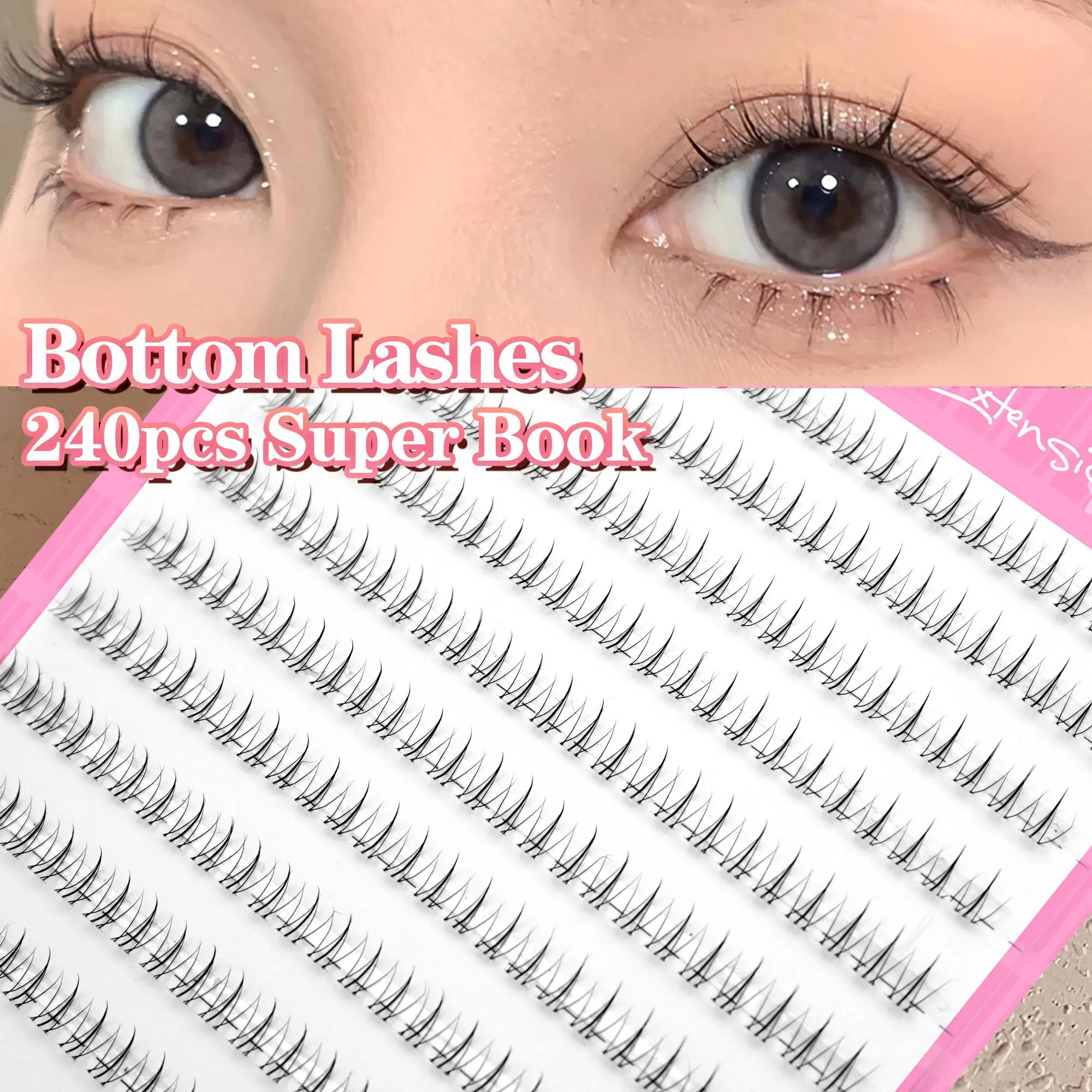 Natural Look Bottom Lashes DIY Eyelash Extension, Bottom Lash Clusters, Best Lash Clusters, 240/400pcs/set Individual False Eyelashes, Self Grafting Curl Eyelashes, Eye Makeup Enhancement False Eyelashes, Eyelash Falsies, Cosmetic