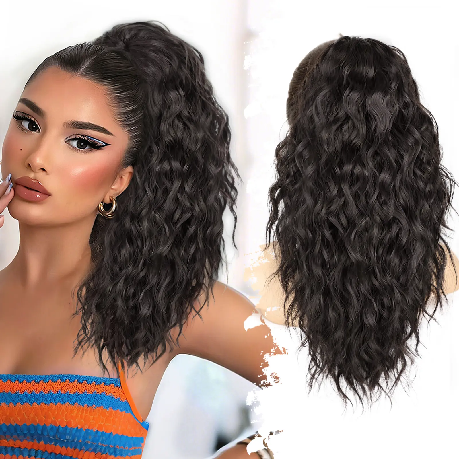 Black Brown Claw Clip Ponytails