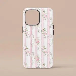 Love Shack Fancy Inspired Floral Phone Case, Coquette Pink Bow Rose Cute Cover for iPhone 16 15 14 Pro Max Mini XS, Samsung S25 S24 Ultra