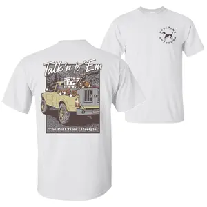 Talk'n to 'Em Hunting Dog Truck T-Shirt, Vintage Outdoor Graphic Tee, Soft Cotton Blend Shirt, Country Lifestyle Apparel for Men & Women, Full Time Outdoors Gift