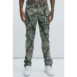 Convertible Stacked Skinny Flare Jeans - Taupe/combo