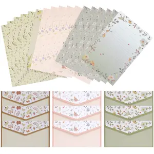 27-Piece Envelope Stationery Set, Cute Vintage Floral Letter Writing Paper & Envelopes (18 Sheets, 9 Envelopes), Ideal for Love Letters, Invitations, Graduation Cards, Stationery Office Supplies