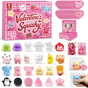 BEIREG Mini Taba Squishy 24PCS with Gifts Box, Soft Stress Relief Squeeze Toys & Valentines Cards Day Gifts for Kids Classroom School Party Favors