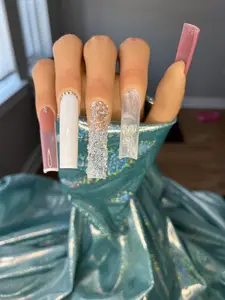 White marble bling nails Gel Nail Art