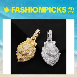 2078 FashionPicks  Lion King Pendant Hip-hop Jewelry for Men Personalized Single Pendant No Chain Customizable with Engraved Letters Logos or Patterns Cuban Link Design Summervibes