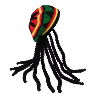 Rainbow Braided Dreadlock Knit Beret — A Bohemian-Reggae Style Wool Wig Hat. A unisex vintage-inspired headpiece, perfect for festive celebrations, Halloween, Cosplay, and party styling.