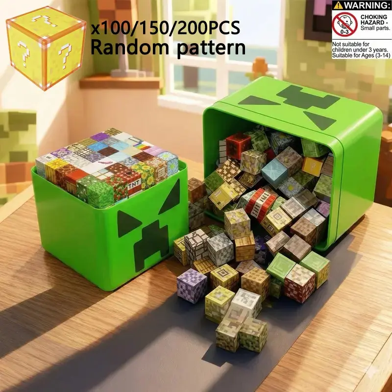 Magnetic Blocks-200 PCS Random Magnetic Building Blocks Set with Storage Box，Build Mine Magnet World Set，STEM Montessori Children Sensory Toys for 3+ Years Boys Girls ，Safe Creativity Toddler Kids Toys for Halloween Birthday Gift