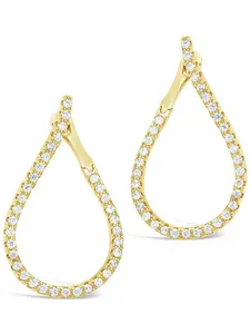 Sterling Forever CZ Studded Drop Earrings 14K Gold Plated Cubic Zirconia Teardrop Earrings for Women