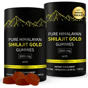 MaheerSelects Pure Himalayan Shilajit Gold Gummies 3000 mg - 60 Count with Ashwagandha Black Musli & Gokshura Natural Energy Vitality Support Supplement 2 Packs