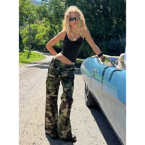 Danella Mid Rise Straight Leg Cargo Jean Camouflage