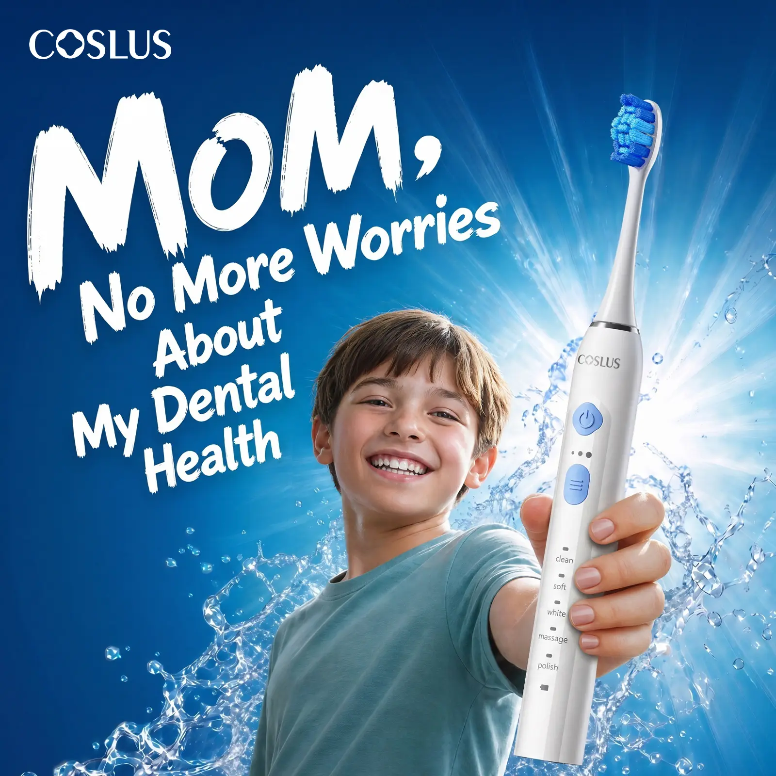 COSLUS C30 Sonic Electric Toothbrush, 41000 VPM, 5 Modes & 3 Intensities, 10X Plaque Removal, IPX7 Waterproof, 4 Brush Heads (W-Shaped & U-Shaped), Fast Charge 2H & 30-Day Battery, Gift for Family home essentials backtoschool  dorm essentials