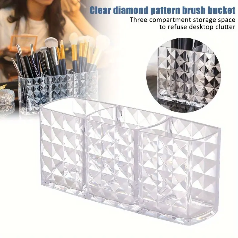 1pc Clear Acrylic Makeup Storage Box for Eyebrow Pencils and Brushes - Makeup Storage Box with Container Makeup Tool Organizer