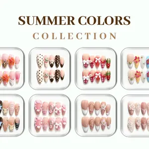 CuraTique | Almond Collection |  10PCS Handmade Press On Nails REUSABLE 3D Gel Spring 2026 / Light Luxury、Lovely、Gorgeous