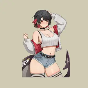 Streetwear Anime Girl Sticker, Trendy Cool Character for Skateboards & Laptops, Sticker Vinyl 2x2 to 6x6inch