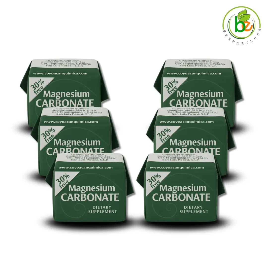 Coyoacán Química Magnesium Carbonate 6 Pack 7g Dietary Supplement 100% Natural Vegan Gluten Free Digestive Support Food Grade Powder Made in Mexico