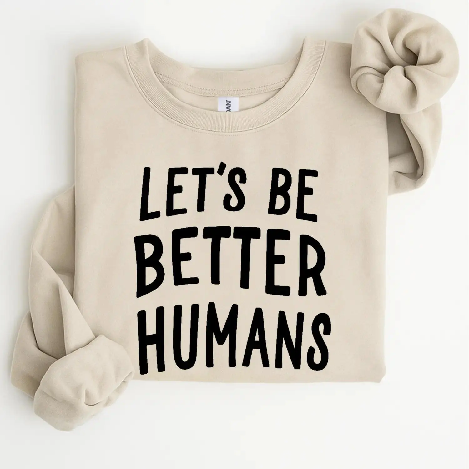 Women's EraThreads "Let's Be Better Humans" Print Cotton Sweatshirt - Soft, Lightweight, Breathable Everyday Fabric, Comfortable Crewneck Pullover, Fit Trendy Streetwear Casual Top for Day Wear