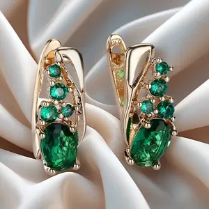Women's micro-set synthetic zirconia round hoop earrings - suitable for KC - micro-set full hoop for weddings, brides and daily wear. April birthstone gift. Seasonal elegant synthetic zirconia earrings.Mother's Day gift Graduation Gift 2026