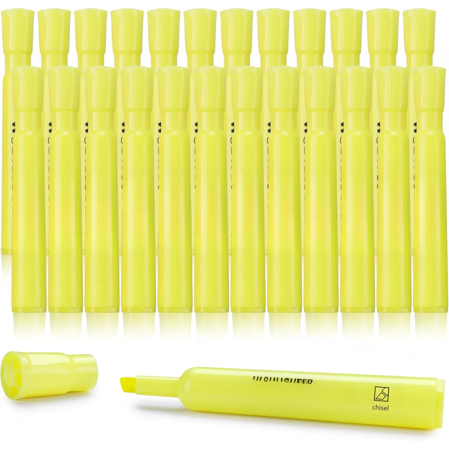 Highlighters Bulk, 24 Pack Tank Style Highlighters Set, Fluorescent Yellow, Chisel Tip Highlighter Markers Bulk for  and Adult Coloring, Highlighting as School Supplies