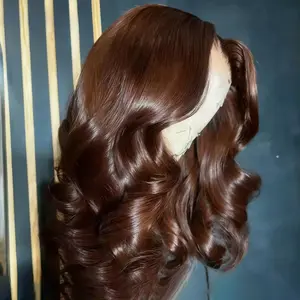 Chocolate Brown Body Wave Human Hair Wigs 13X6 Hd Lace Frontal Wig Human Hair 180 Density Colored Pre Plucked Brazilian Wig For Women