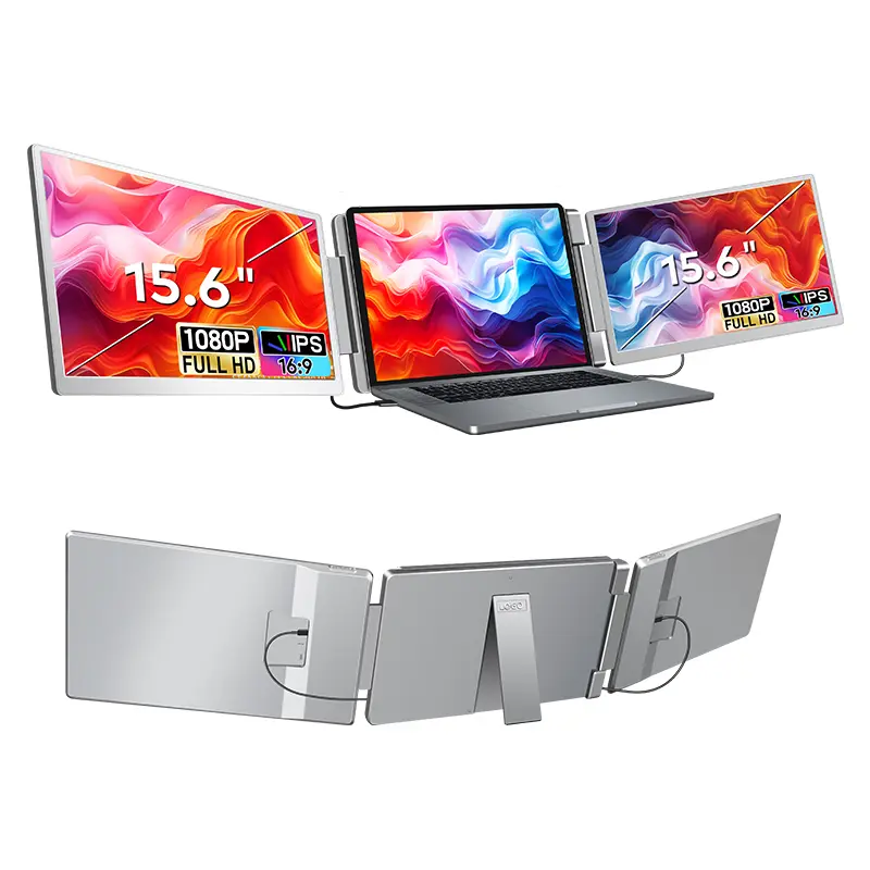 S10 15.6" Dual Screen Laptop Monitor Extender, 1080P FHD Portable Triple Screen Display for 12"-18.5" Laptops, Plug & Play Laptop Screen Extender, USB-C/Thunderbolt/HDMI Compatible for Windows & Selected Mac Models