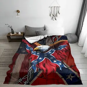 Eagle & Flag Pattern Blanket, 2 Counts/set Soft Comfortable Throw Blanket, Cool Bedroom Bedding Blankets for Home Office Travel Camping