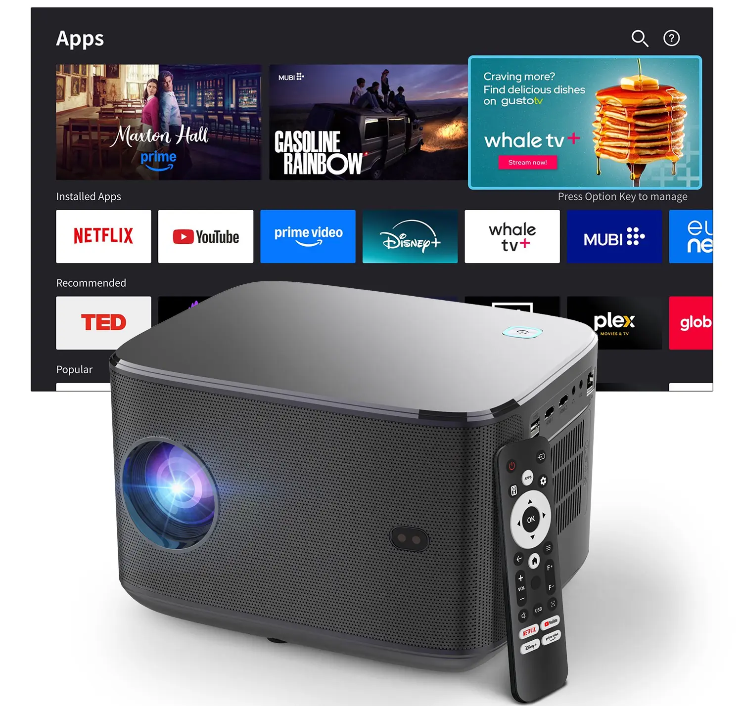 Native 1080P Projector with Official Licensed Netflix, 4K Supported Smart Movie Projector with WiFi and Bluetooth,Auto Focus/Keystone, Sealed Optical Engine for Home Theater & Bedroom