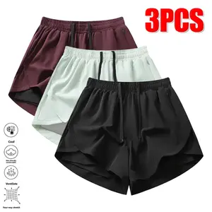3-Pack Women’s Anti-Exposure Sports Shorts — Quick Dry, Breathable, Faux Two-Piece Running/Fitness/Yoga Shorts dolphin