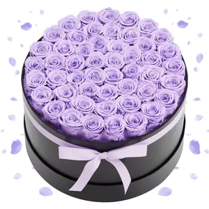 VEVOR Forever Flowers, 50 Preserved Roses in a Box, Eternal Flowers Immortal Bouquet Birthday Present for Women Her Wife Mothers, Anniversary, Valentine's Day,Christmas, Lavender Purple