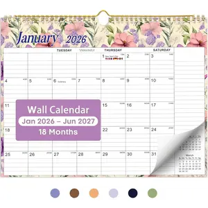 2026 Calendar,18-Month Wall Calendar Runs from January 2026 to June 2027,11.5" x 14.7",Spiral Hanging Monthly Calendar with Twin-Wire Binding,Perfect for Home or Office-Vintage Floral