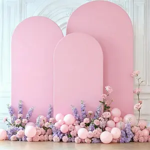 3-Pack 6ft 6.6ft 7.2ft Elegant Polyester Photography Backdrops, Stretchable Non-Crease Arch Cover Photo Background Props with Bottom Opening DesiSuitable for Parties, Weddings, Gender Reveal, Birthday Parties, Graduation Party Decor