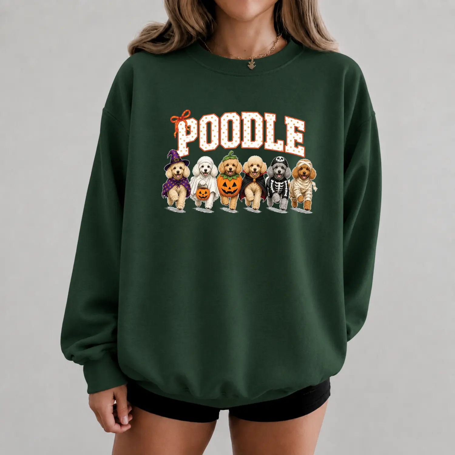 Poodle Halloween Sweatshirt, Funny Poodle Crewneck, Cute Poodle Graphic Pullover, Women's Fall Sweatshirt, Cozy Autumn Outfit