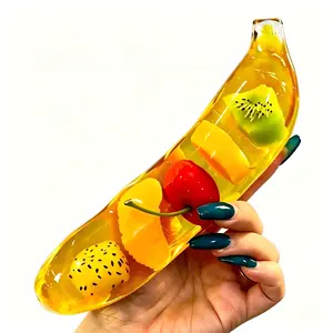 2026 New Banana Fidget Toy, Clear Fruit Water Filled Squishy Toy, Soft Stretchy Stress Relief Squeeze Toy, Sensory Anxiety Relief Toy for Kids Adults desk toy
