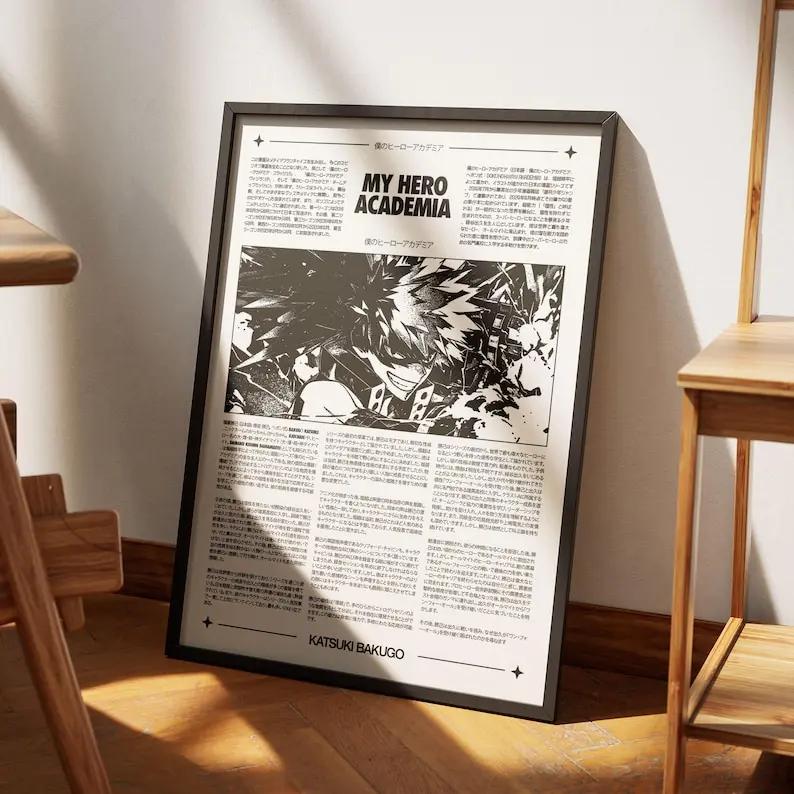 Bakugo Newspaper Print: My Hero Academia Anime Poster