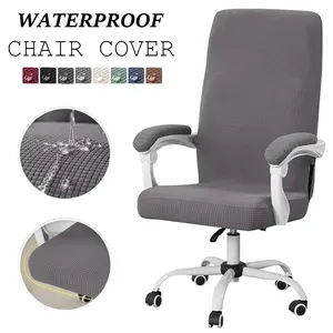 1PC Waterproof Office Chair Cover with Zipper Stretchable Easy Fit for Swivel Chairs Elastic Slipcover Protector Solid Colors