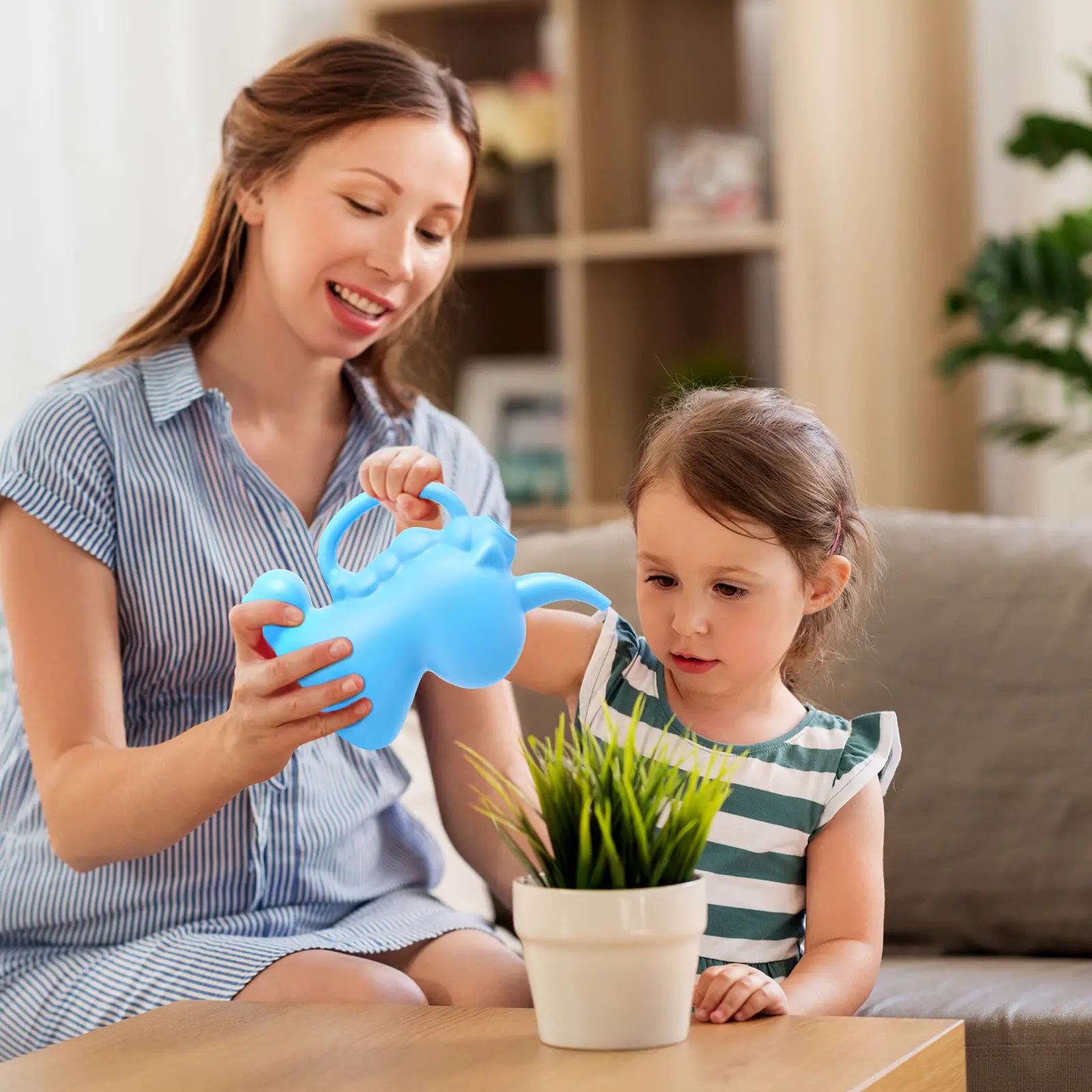 Cartoon Unicorn Kids' Plastic Watering Can - Lightweight Mini Anti-Splash Pot, Colorful Indoor Gardening Tool for Succulents, Safe Toy Gift for Toddlers, Blue/Red/Yellow Options
