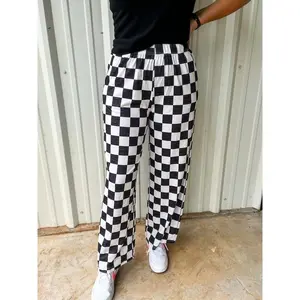 Checkered High Waisted Wide Leg Pants