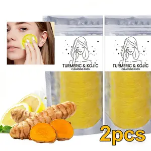 2pcs Turmeric Cleansing Facial Wipes, 40 pieces, gently cleanses facial skin, moisturizing and refreshing skincare cleansing pads, facial cleanser, 1 bag - 40 pieces/bag, deep moisturizing, gently cleanses facial skin, suitable for all users
