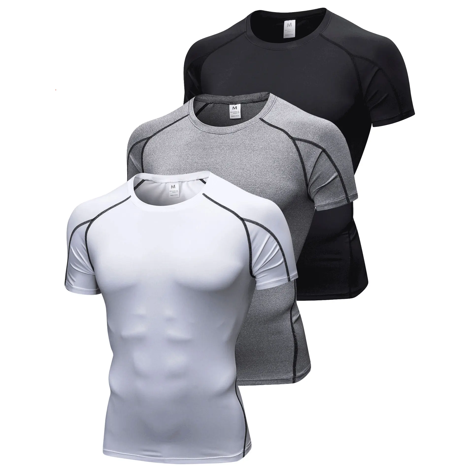 3 Pack Men's Compression Shirts Short Sleeve Compression Base Layer Cool Dry Athletic Undershirt Workout T Shirt Gym Top Gym Sportswear Breathable Activewear Athleisure Street Fit