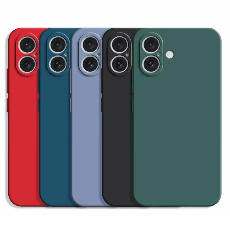 For iPhone 16 Case For iPhone 17 Ip17 Air 17promax 16 Cover TPU Luxury Shockproof Liquid Silicone Protective Phone Back Cover For iPhone 15 14 13 12 11 ip16 promax
