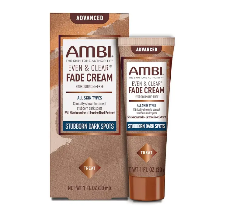 Ambi Even & Clear Advanced Fade Cream, Hydroquinone-free, Hyperpigmentation Treatment, Stubborn Dark Spot Corrector, Results In As Little As 2-3 Weeks, Niacinamide, Licorice Root Extract, PHA, 1 Fl Oz