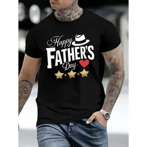 Men's Cotton T-Shirt - Comfortable Crew Neck, Short-Sleeves, Soft Breathable Fabric, Trendy Letters Print, Casual Spring Summer Streetwear Top