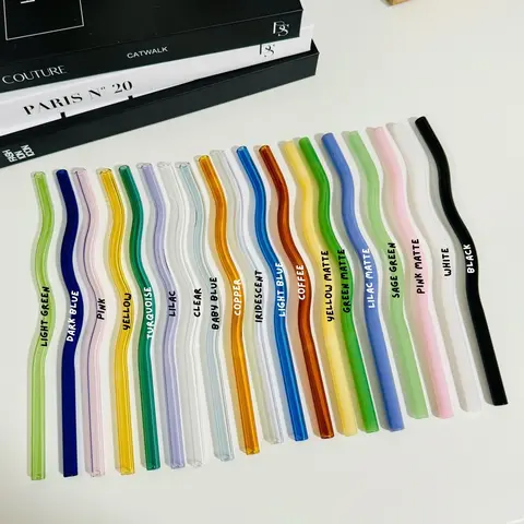 Wavy Coffee Glass Straws