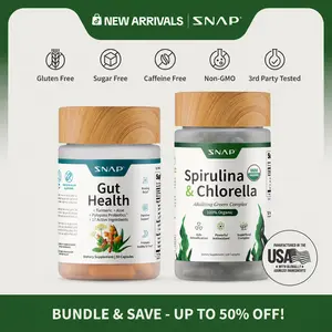 Gut Health Bundle - Snap Supplements - Gut Health + Spirulina & Chlorella - Natural Supplement Bundle Prebiotics Probiotics Dietary
