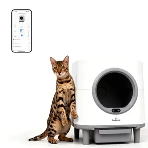 （New and old models will be distributed at random）DreamCat Smart Self-Cleaning Enclosed Cat Litter Box with APP Control, Odor-Free, Moisture-Proof, Large Capacity, Automatic Cleaning, Ultra-Quiet Operation, Easy to Install & Wash