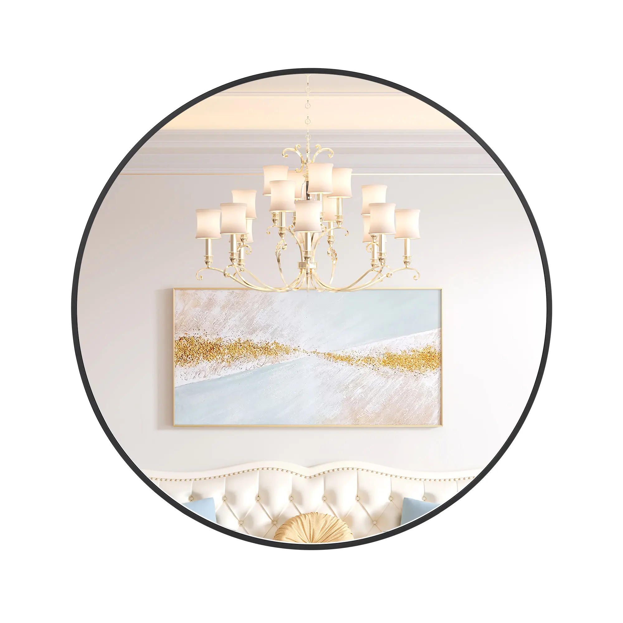 20 Inch Black Round Bathroom Mirror with 20mm Aluminum Frame, Shatter-Resistant Resin Fogless Glass – Wall Mounted Vanity Mirror for Entryway, Hallway, Bedroom, Living Room Decor.