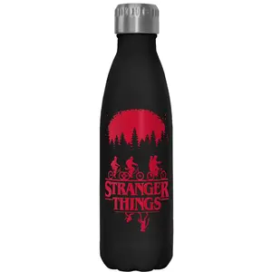 Stranger Things 17oz Stainless Steel Water Bottle - Double-Wall Insulated, Leakproof Insulated Container, Portable Black and Red Main Poster Themed Travel Drinkware